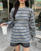 Tone pigment mix stripe long sleeves