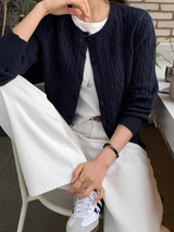 FOB Cable Knit Round Cardigan