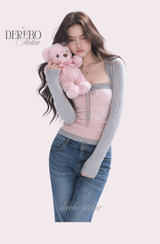 Pink gray bolero top two-piece