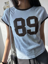Cheery Number Raglan Crop Tee 3color