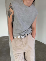 Ribbed muscle knit sleeveless(5color)