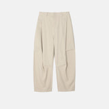 Unbalanced pintuck curved pants