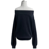 Off-shoulder cotton training band string sweatshirt (2 colors)