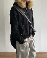 Fuzz Crop Napping Zip-up Hoodie