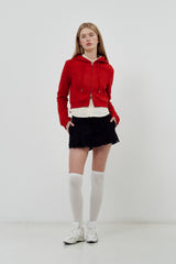 KIRSH PLAIN SLIM FIT CROP HOODIE ZIP UP [RED]