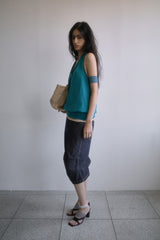 26SS★ CINCH BACK STITCH BERMUDA JEANS