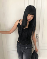 Jenniz Shirred Strap Sleeveless Top