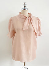 Anne Tie Pearl Puff Short Sleeve Blouse