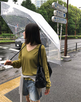 [ORIGINAL] レイニー Vネック シアー ロングスリーブ ティー