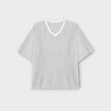 ASCLO ツイード Vネック 半袖Tシャツ (2color)