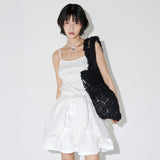 SEE-THROUGH TULLE SHOULDER BAG  (Black)