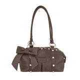  RIBBON STUD BAG [BROWN]