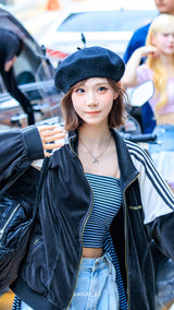 アップサイドダウンクレセントムーンパールレイヤードネックレス