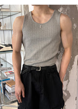 [S/S] High ribbed logo sleeveless(6color)