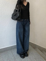 Indigo Low Rise Wide Denim Pants (one color)
