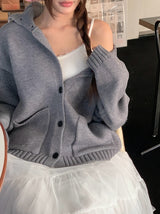 Mayo Pocket Loose Fit High Neck Knit Cardigan