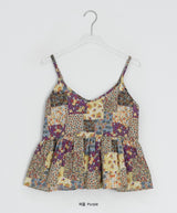 Mio Vintage Patchwork Bustier Sleeveless Blouse