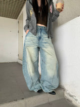 Curved Braided Wide Denim Pants