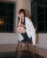 Bloom emblem demage Knit Cardigan
