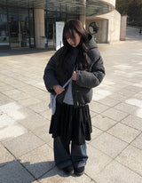 25FW★ [MADE] Odin Check Hood High Neck String Padding