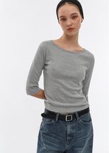[B-BASIC] スタンダードボートネック7/8スリーブTシャツ 2サイズ