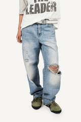 Distressed vintage denim pants
