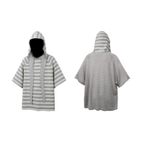 RELABEL (Dream Cut)ウールライク デタッチャブルフード パッチワーク ストライプTシャツ