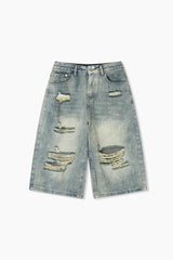 Distressed Bermuda Denim Pants
