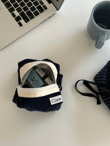 Clam ラウンドポーチ _ コーデュロイネイビー