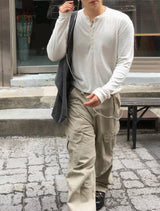 No.1857 terry henley neck knit T (6color)