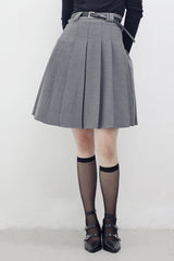 J Pleated Midi Skirt (Belt Set)