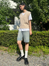 クラシックビンテージハーフレングスデニムパンツ code 18202