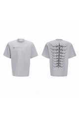 スタッドエンブロイダードスパインコットンTシャツ