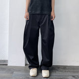 Black Curved Wide-Leg Trousers