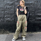 KIRSH X TOKYO BIG CHERRY CROP T-SHIRT - BLACK