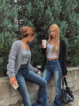 [U-BASIC] And V-neck Angora cardigan