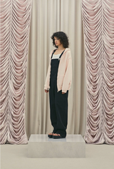 Frill baggy overalls - black
