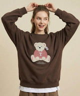 ブークレ テディ ニット スウェットシャツ [BROWN]