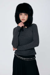 MUREN SHIRRING TOP / CHARCOAL