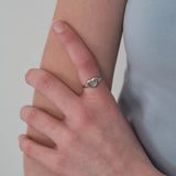Silver 925 Luna Pearl Ribbon Heart Ring