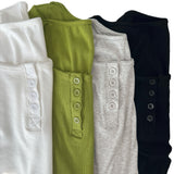 Olive Diary Button U-Neck Slim Fit T-Shirt