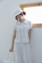 wing frill blouse(WHITE)