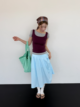 double waist pleats skirt