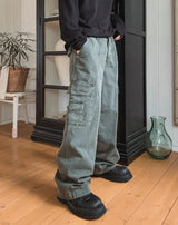 Larson Washed Multi-Pocket Wide Cargo Pants