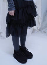Unbal frill chiffon skirt