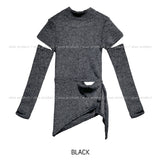 Pony Incision Wrap Knit Turtleneck