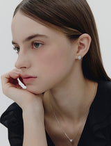26SS★ Essence Silver Tria Pave Earrings