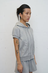 Puff Shoulder Half Zip-up (Gray)