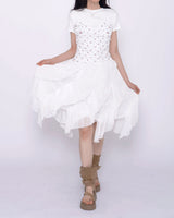 Slide diagonal frill midi skirt