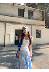 sky frill cancan long skirt